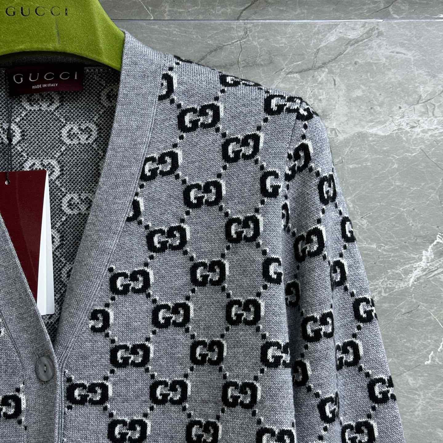 Gucci Wool Jacquard Cardigan With GG Shadow - 