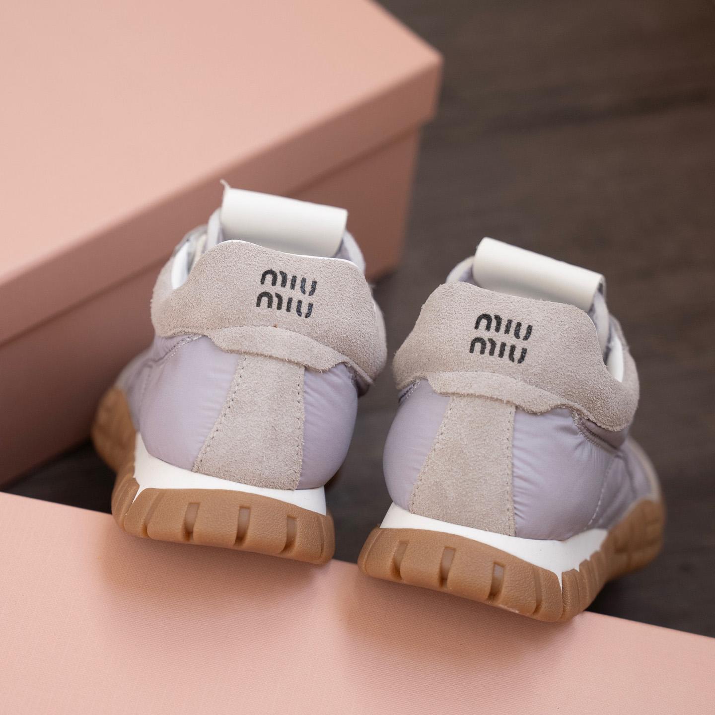 Miu Miu Tyre Technical Fabric And Suede Sneakers - DesignerGu