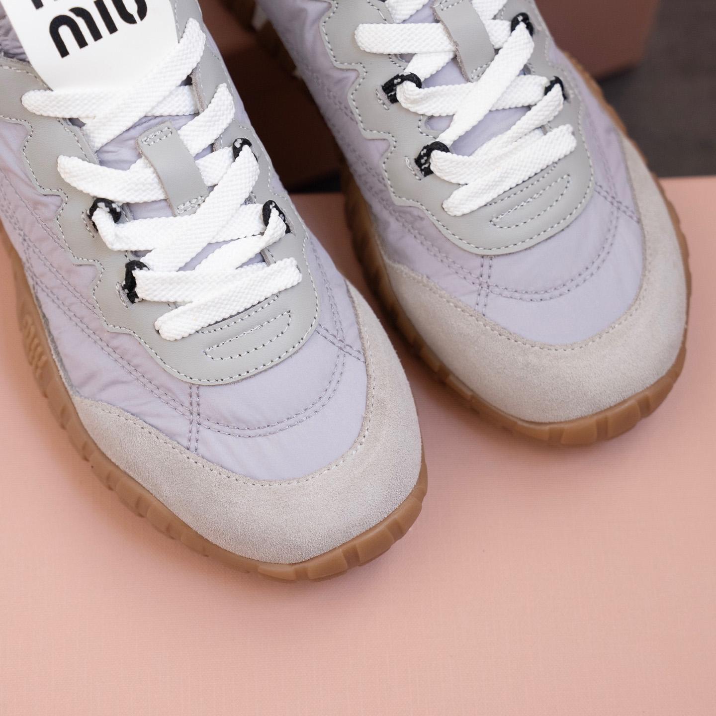 Miu Miu Tyre Technical Fabric And Suede Sneakers - DesignerGu
