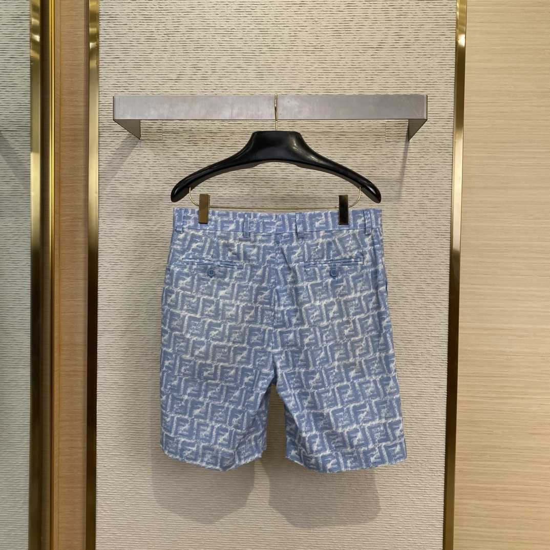 Fendi Blue FF Linen Shorts - 