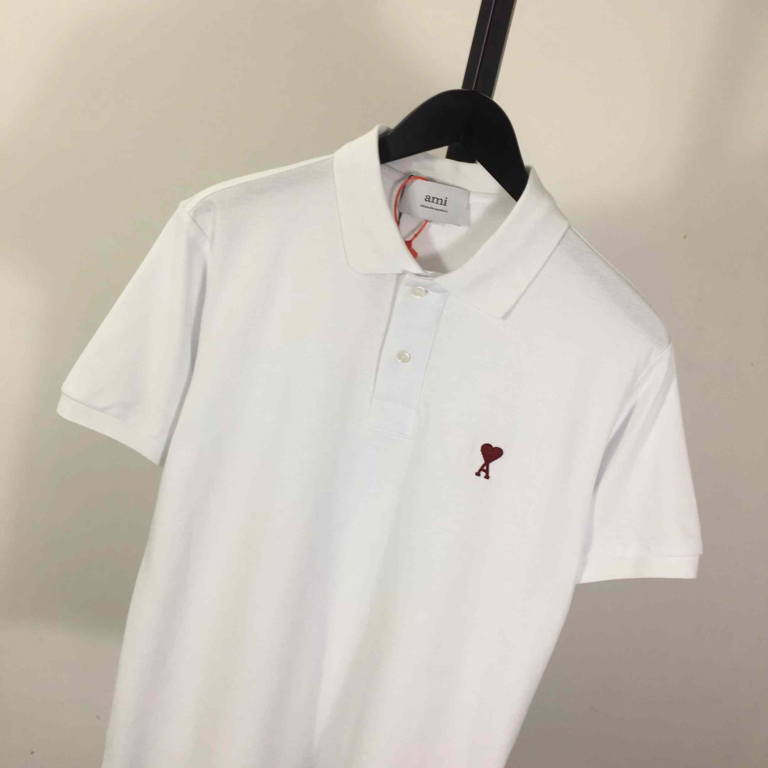 Ami Paris Ami De Coeur Embroidered Polo Shirt - DesignerGu