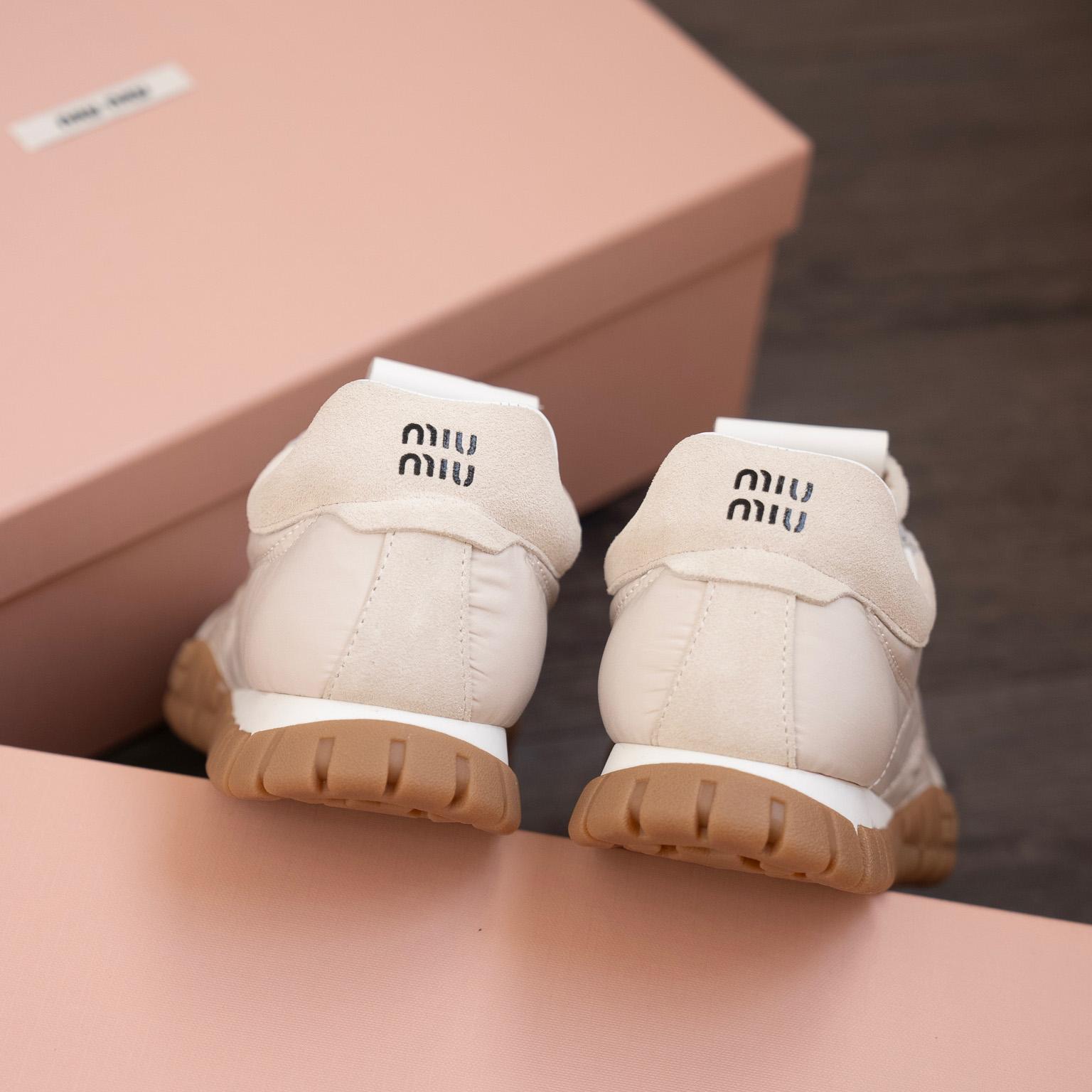 Miu Miu Tyre Technical Fabric And Suede Sneakers - DesignerGu