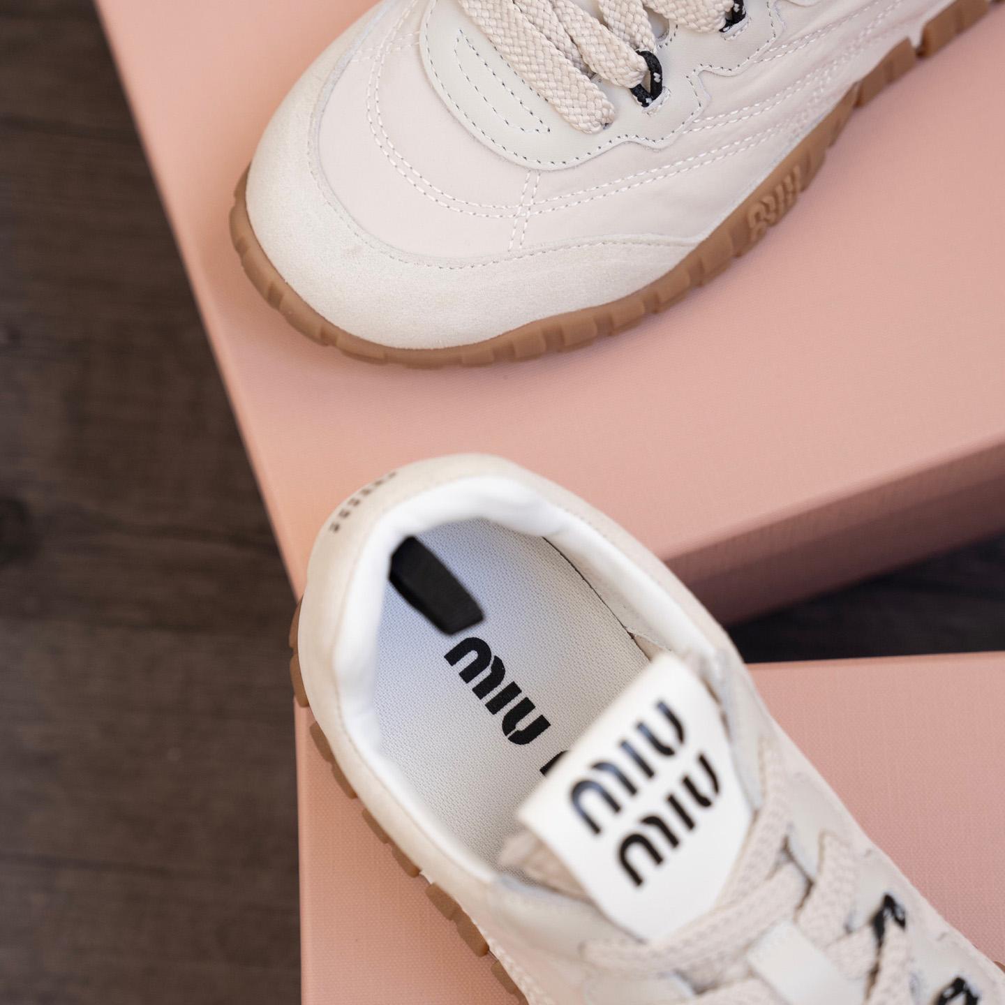 Miu Miu Tyre Technical Fabric And Suede Sneakers - DesignerGu
