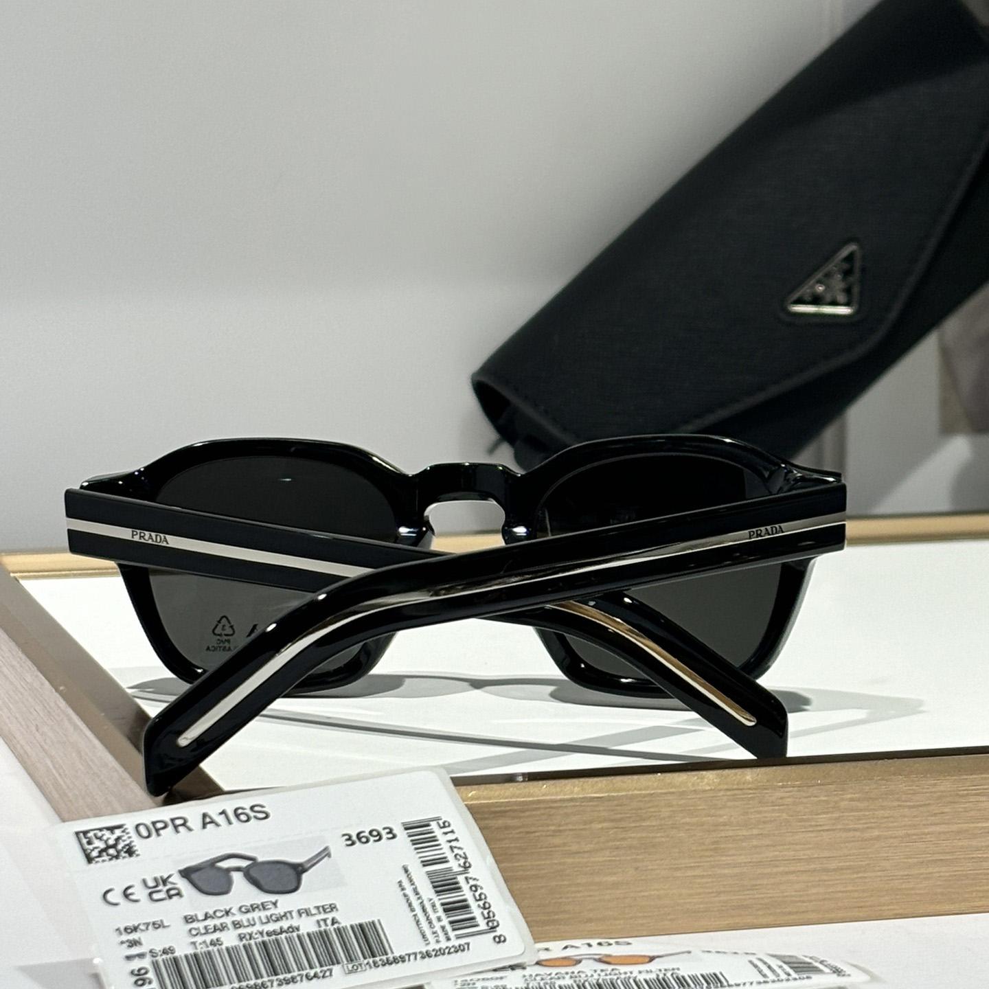 Prada Sunglasses With Iconic Metal Plaque   SPR A16SF - DesignerGu