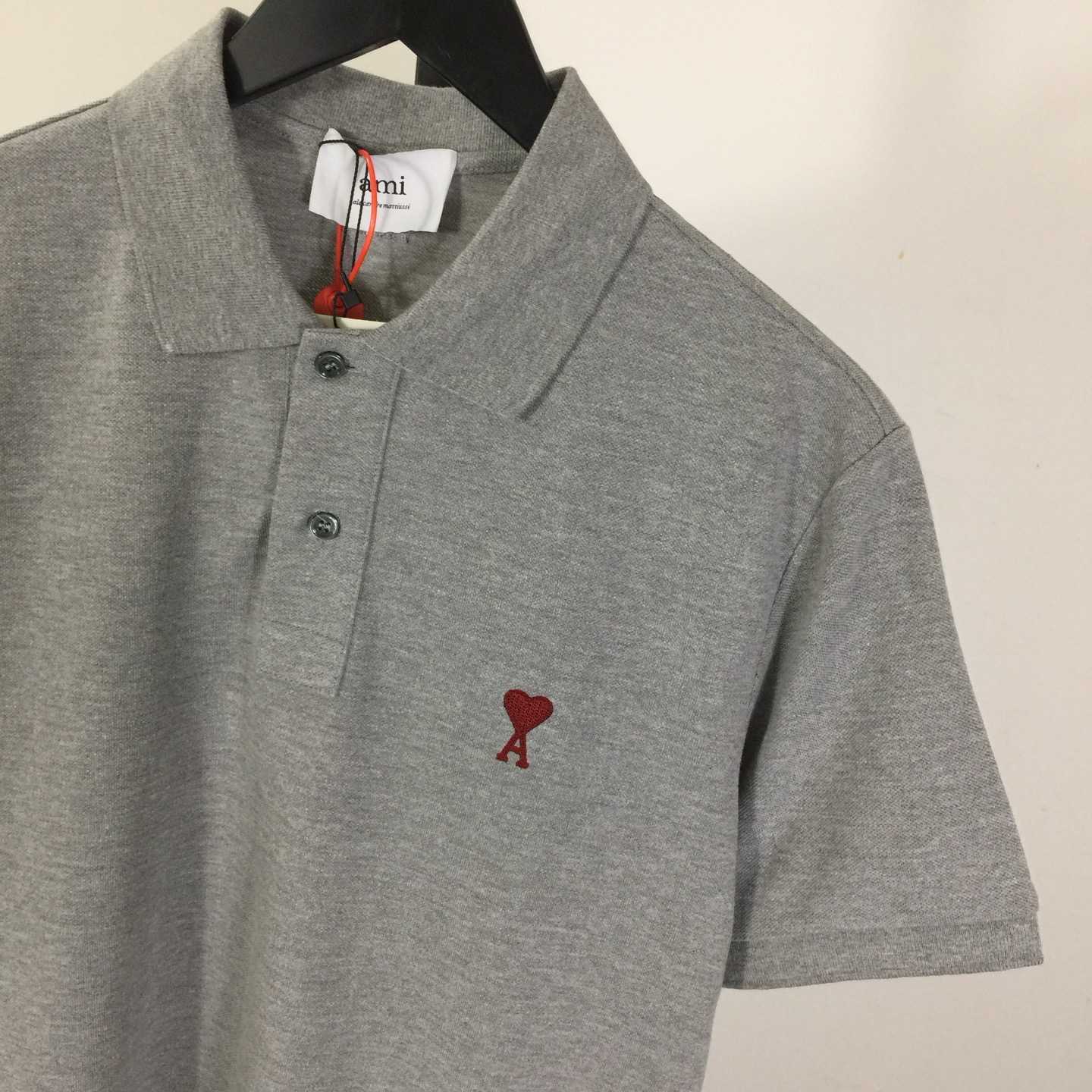 Ami Paris Ami De Coeur Embroidered Polo Shirt - DesignerGu