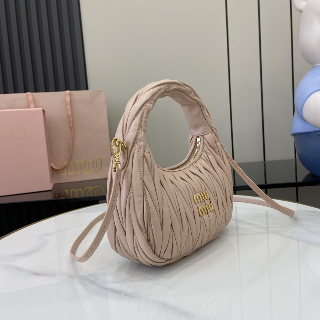 Miu Miu Wander Matelassé Nappa Leather Hobo Bag - DesignerGu
