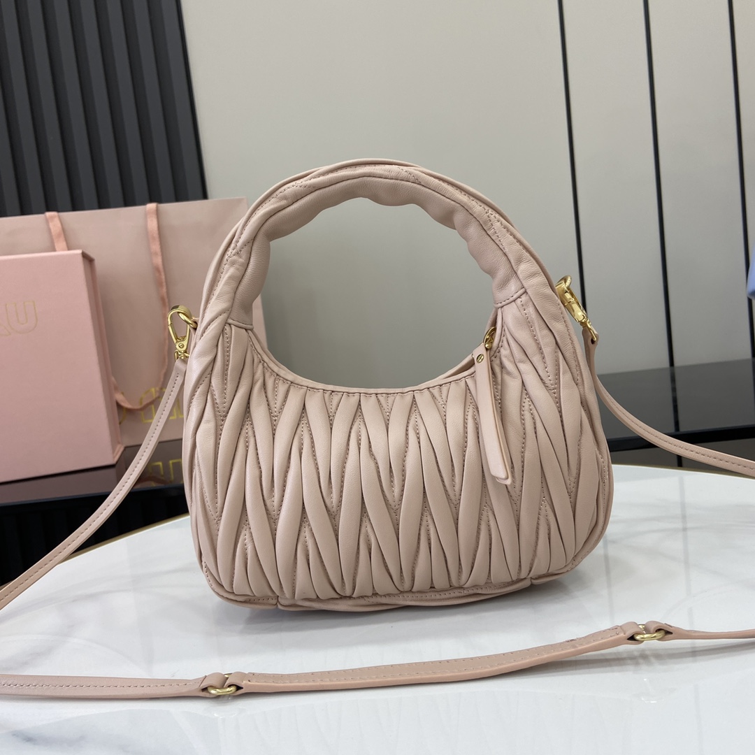 Miu Miu Wander Matelassé Nappa Leather Hobo Bag - DesignerGu