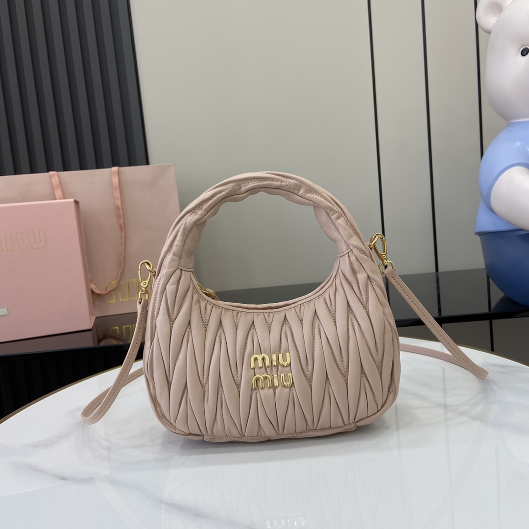 Miu Miu Wander Matelassé Nappa Leather Hobo Bag - DesignerGu