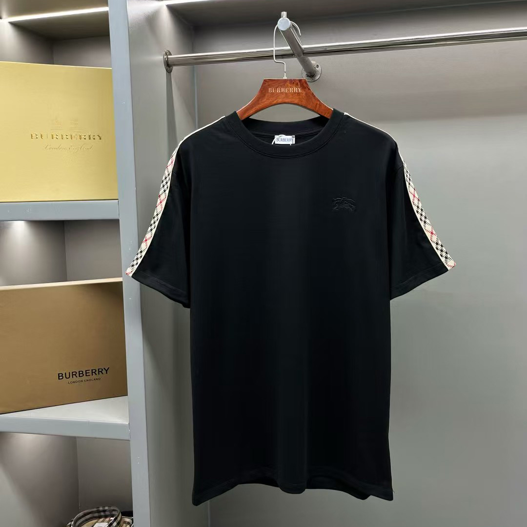 Burberry Check Trim Cotton T-shirt - DesignerGu
