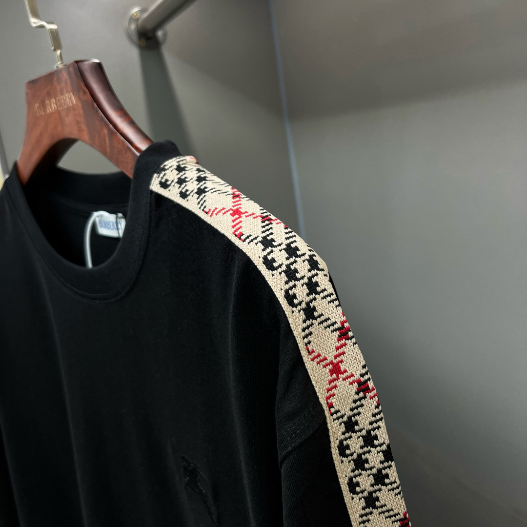 Burberry Check Trim Cotton T-shirt - DesignerGu