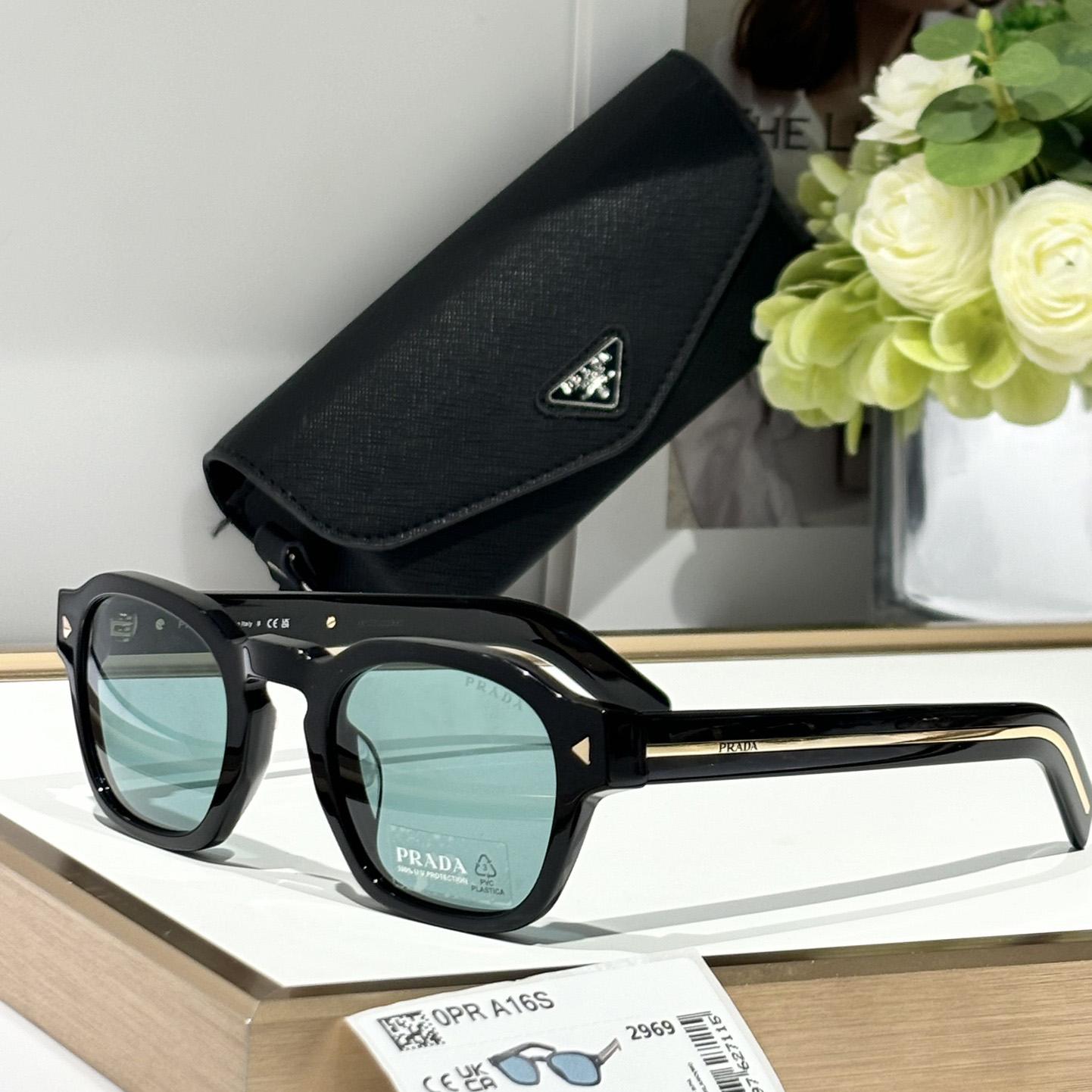 Prada Sunglasses With Iconic Metal Plaque   SPR A16SF - DesignerGu