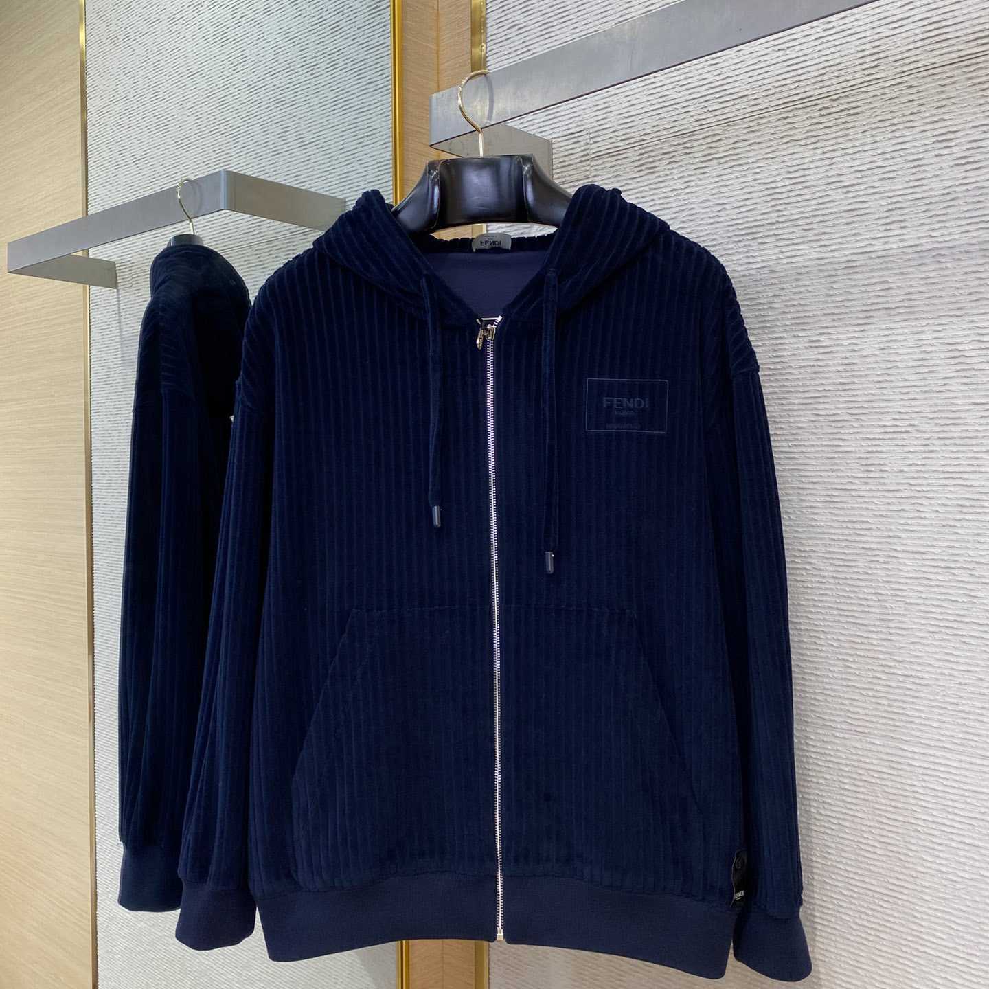 Fendi Blue Velvet Sweatshirt And Corduroy Trousers - DesignerGu