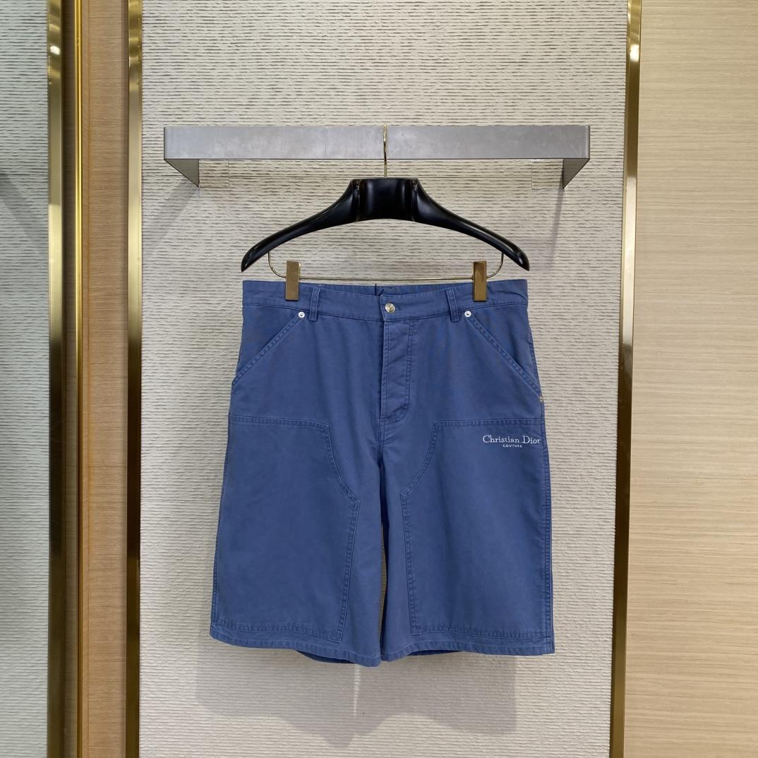 Christian Dior Couture Carpenter Shorts Blue Cotton Denim  - DesignerGu