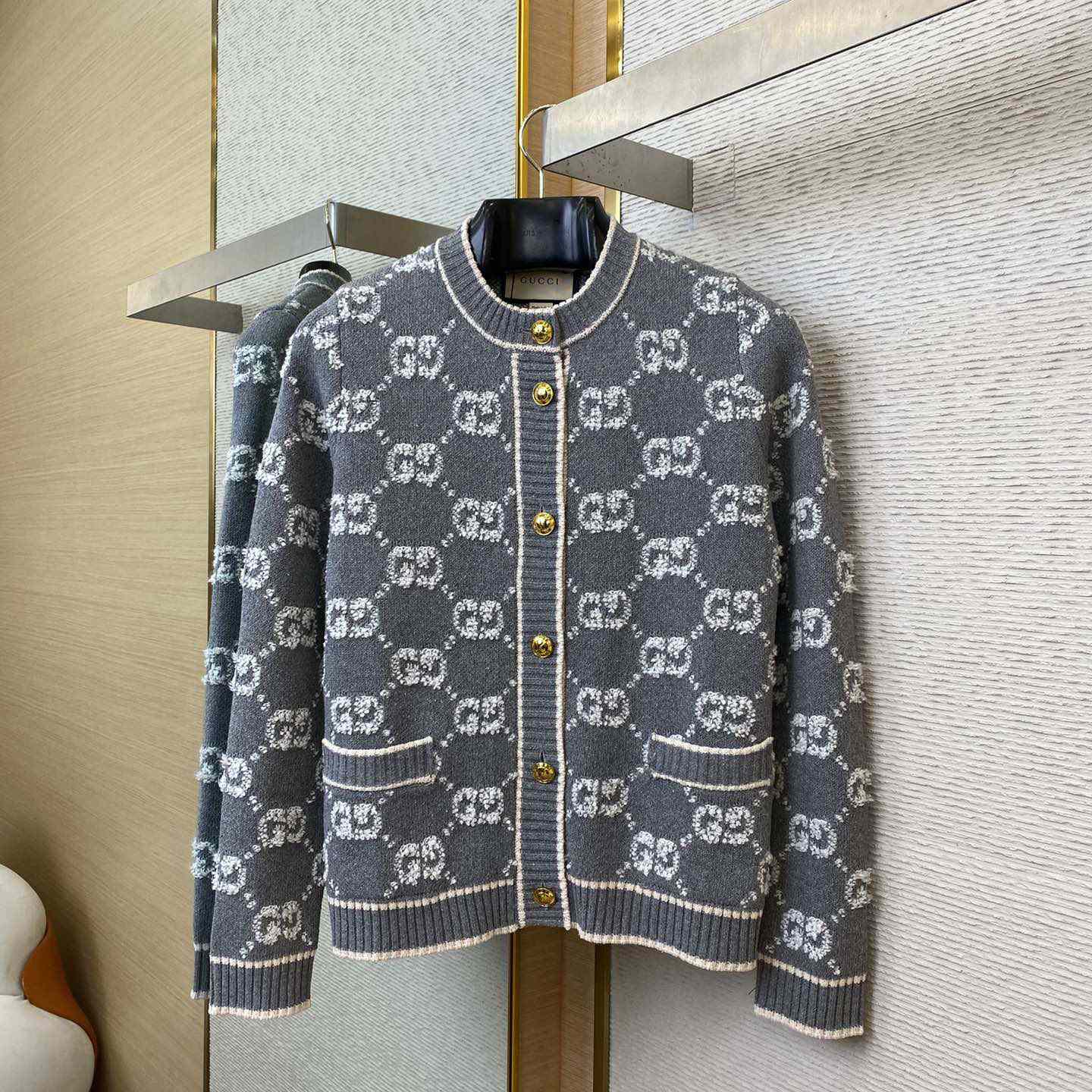 Gucci GG Wool Bouclé Jacquard Cardigan - DesignerGu