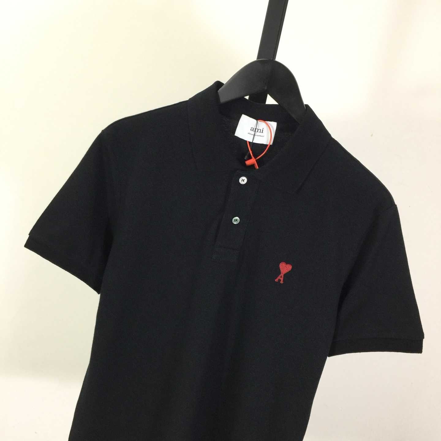 Ami Paris Ami De Coeur Embroidered Polo Shirt - DesignerGu