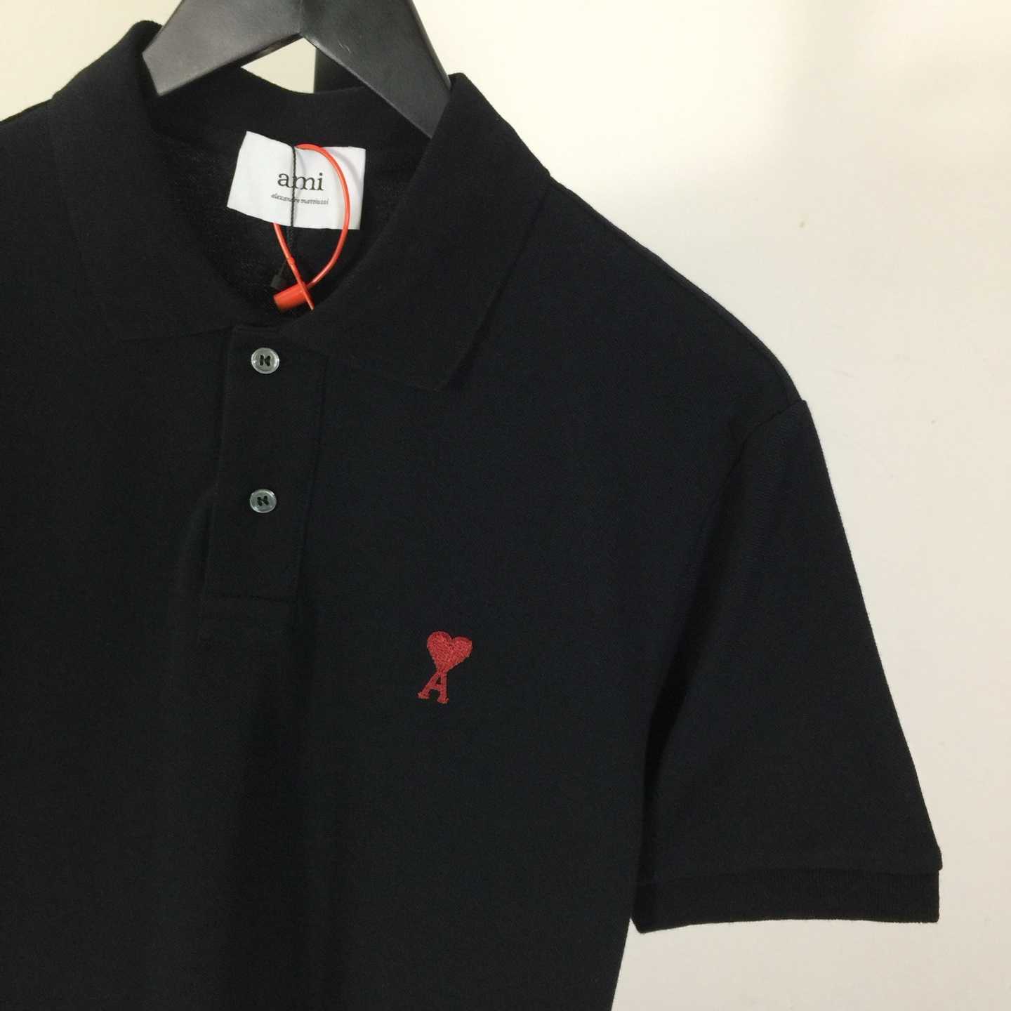 Ami Paris Ami De Coeur Embroidered Polo Shirt - DesignerGu