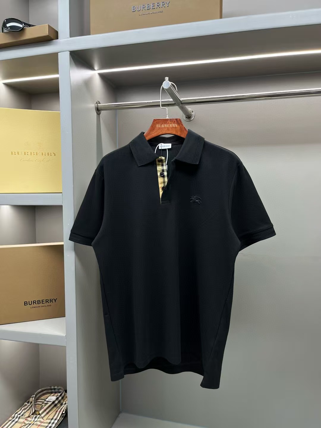 Burberry Check Trim Cotton T-shirt - DesignerGu
