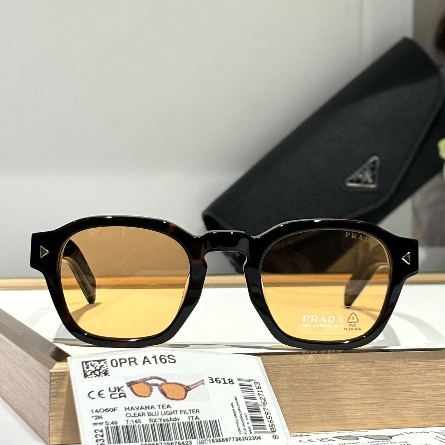 Prada Sunglasses With Iconic Metal Plaque   SPR A16SF - DesignerGu
