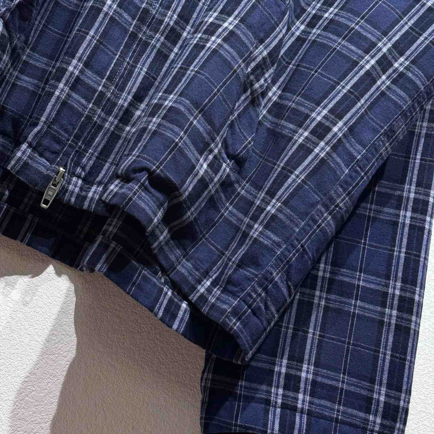 Balenciaga BB Center Logo Blue Check Hood Jacket - DesignerGu