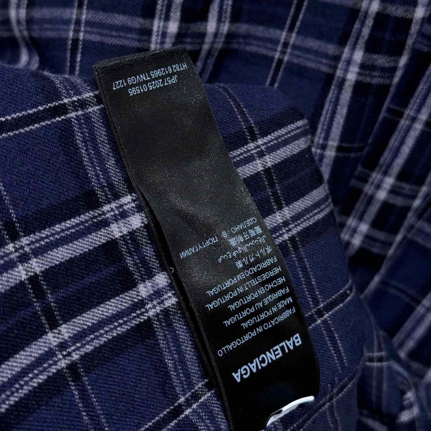 Balenciaga BB Center Logo Blue Check Hood Jacket - DesignerGu