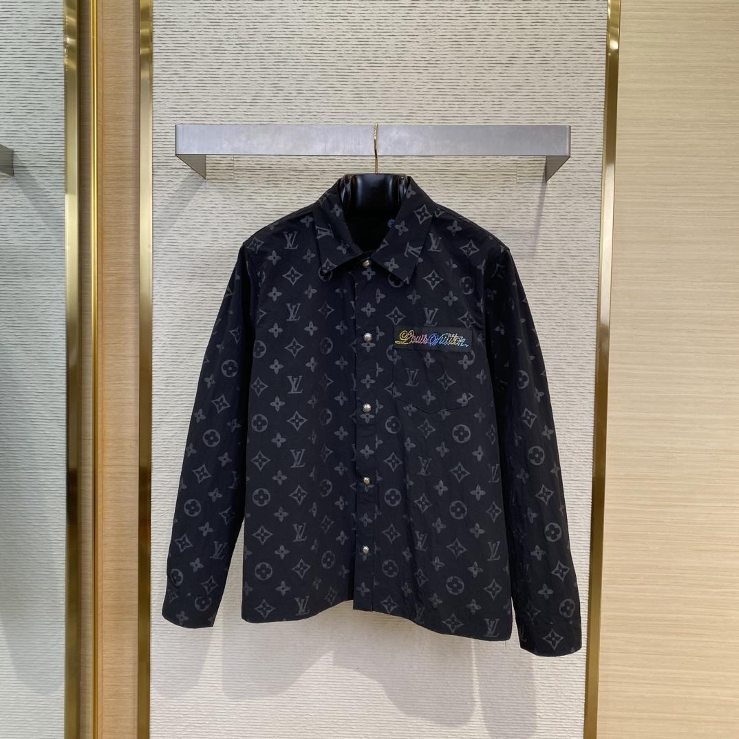 Louis Vuitton Monogram Moire Jacquard Silk Overshirt   1AGTGR - DesignerGu
