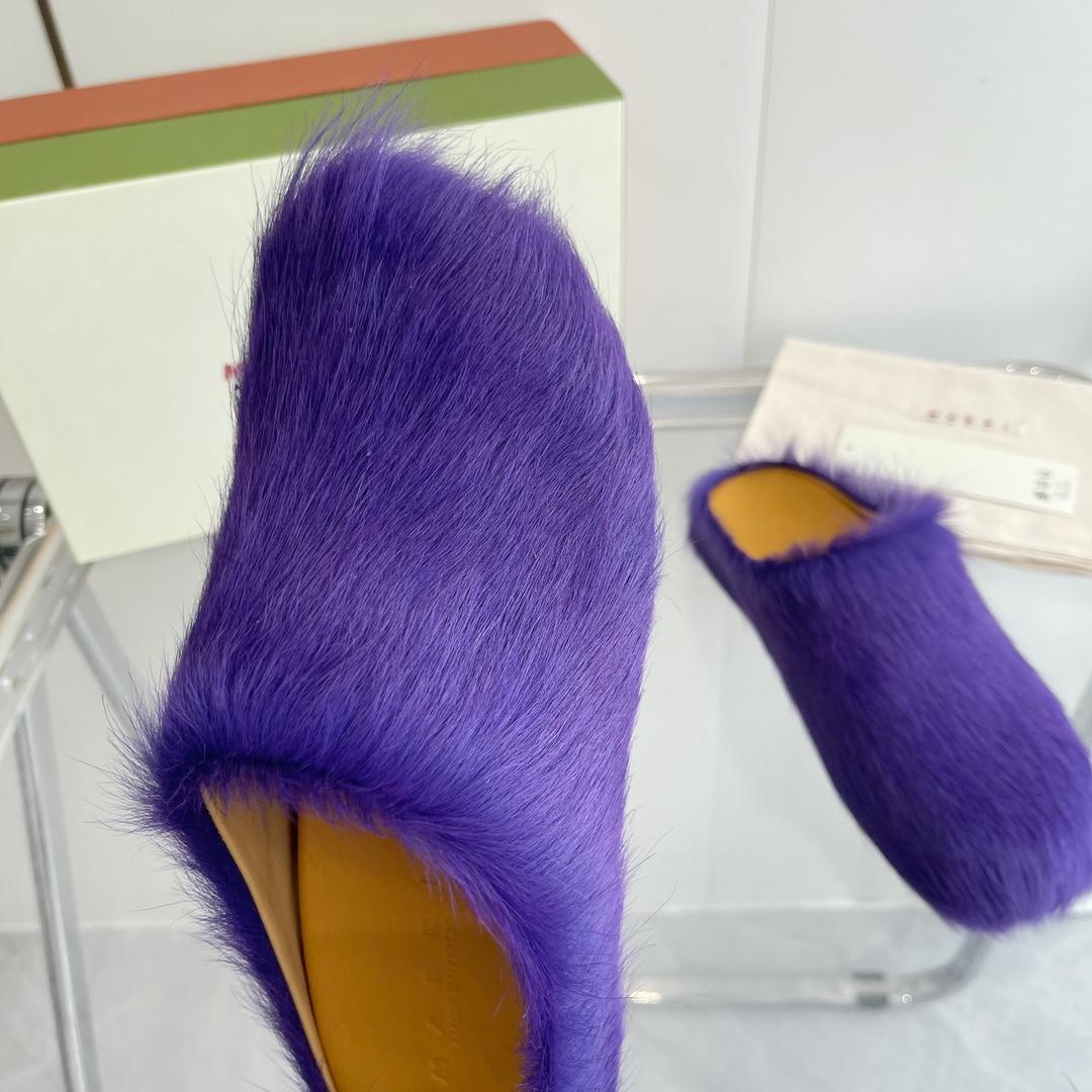 Marni Long Hair Calfskin Fussbett Sabot - DesignerGu