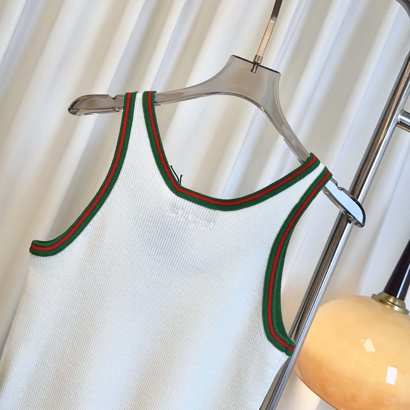 Gucci Cotton Tank Top With Web - DesignerGu
