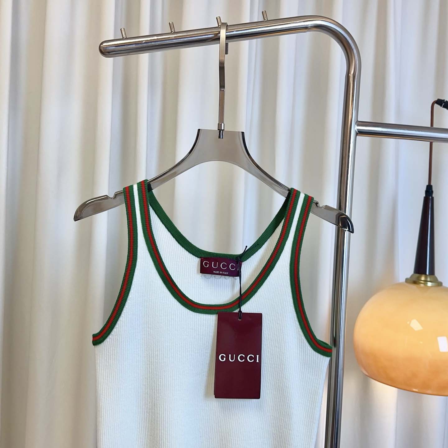 Gucci Cotton Tank Top With Web - DesignerGu