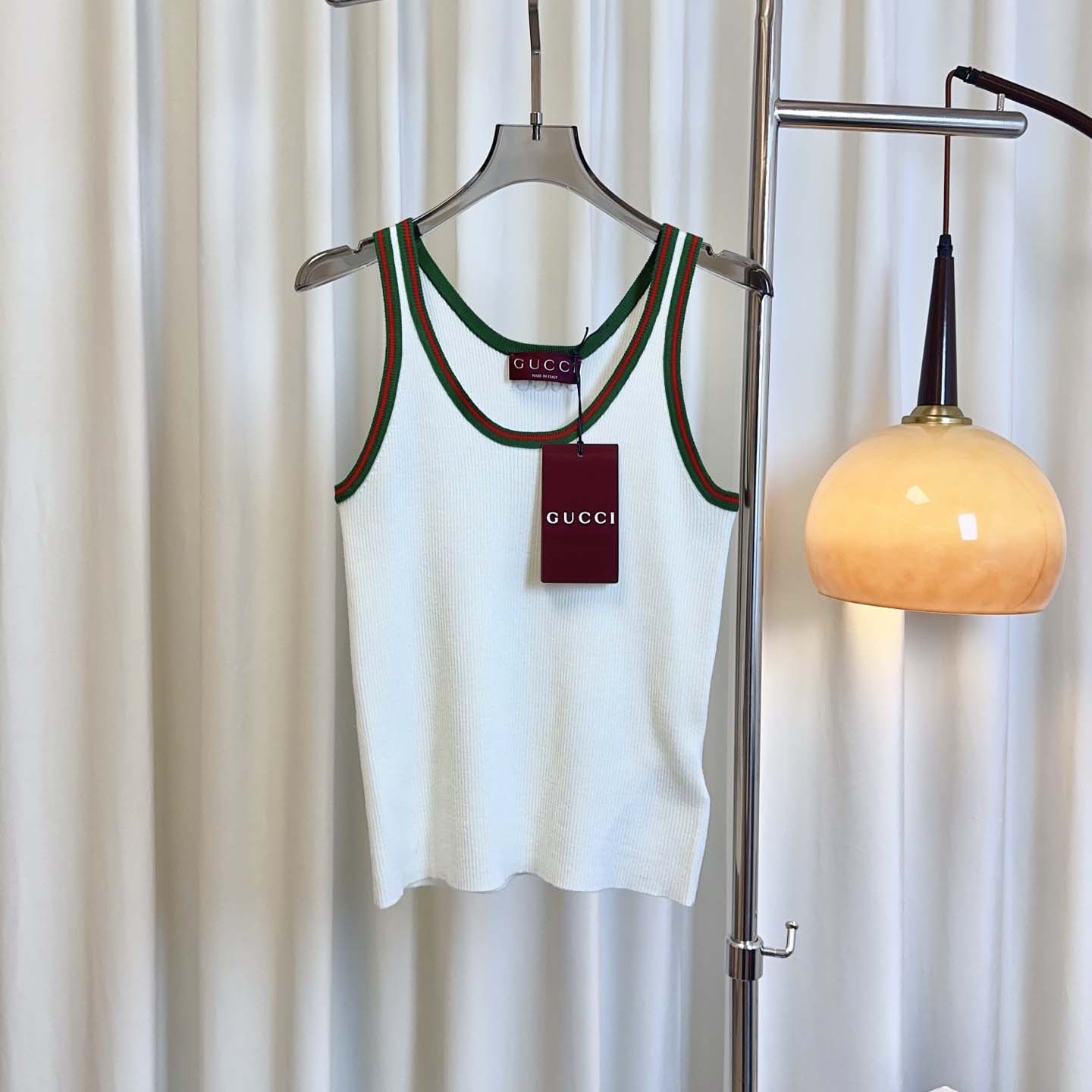 Gucci Cotton Tank Top With Web - DesignerGu