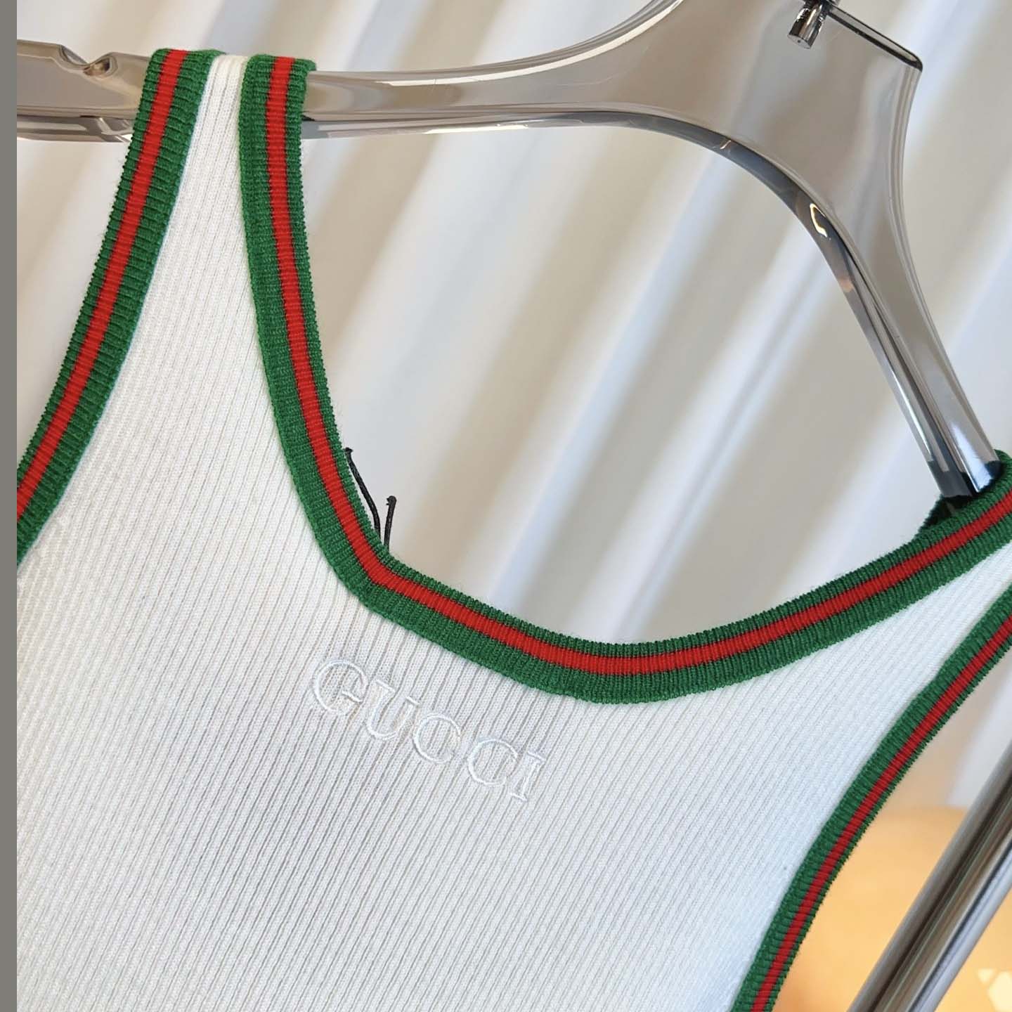 Gucci Cotton Tank Top With Web - DesignerGu