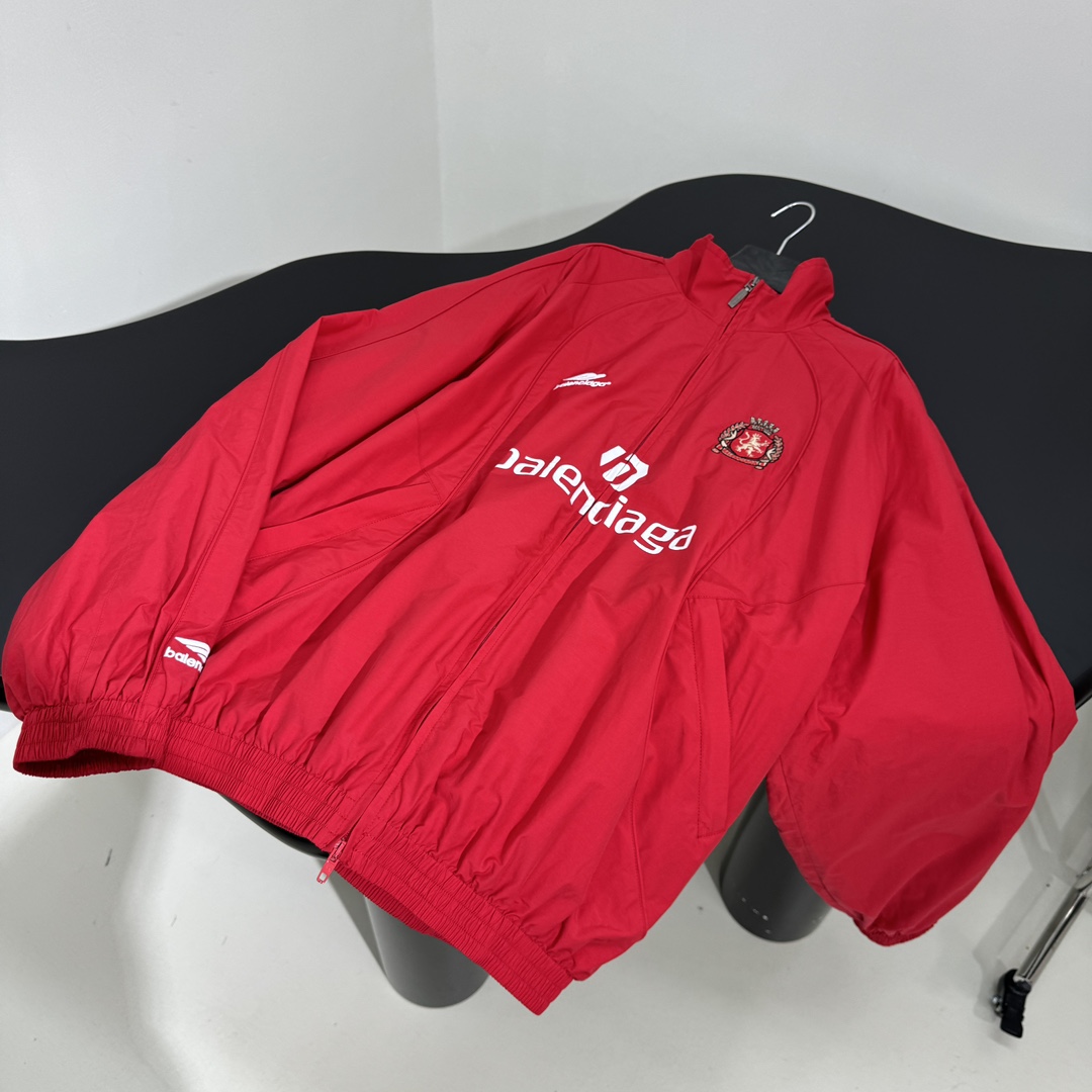 Balenciaga Paris Soccer Tracksuit Jacket In Red - DesignerGu