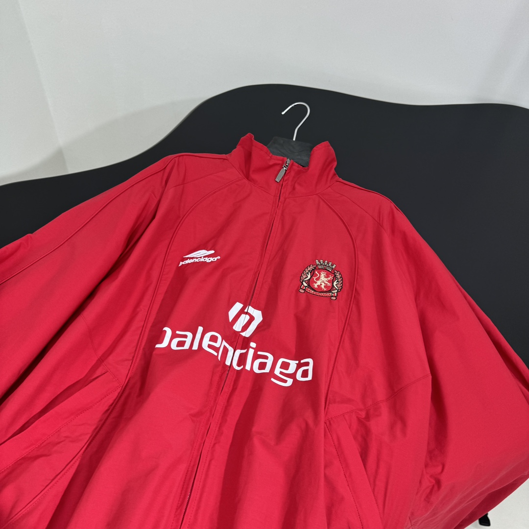 Balenciaga Paris Soccer Tracksuit Jacket In Red - DesignerGu
