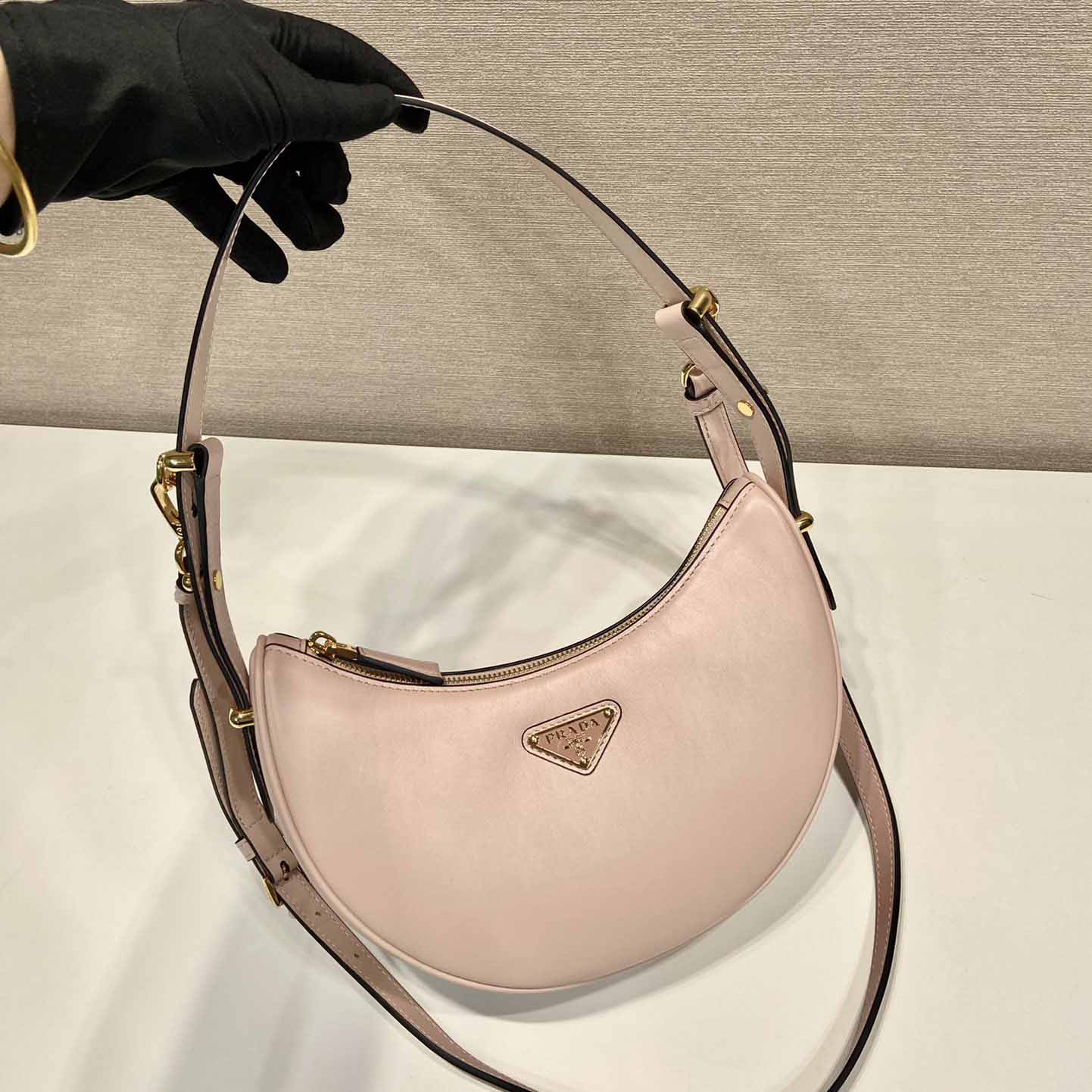 Prada Arqué Small Leather Shoulder Bag - 