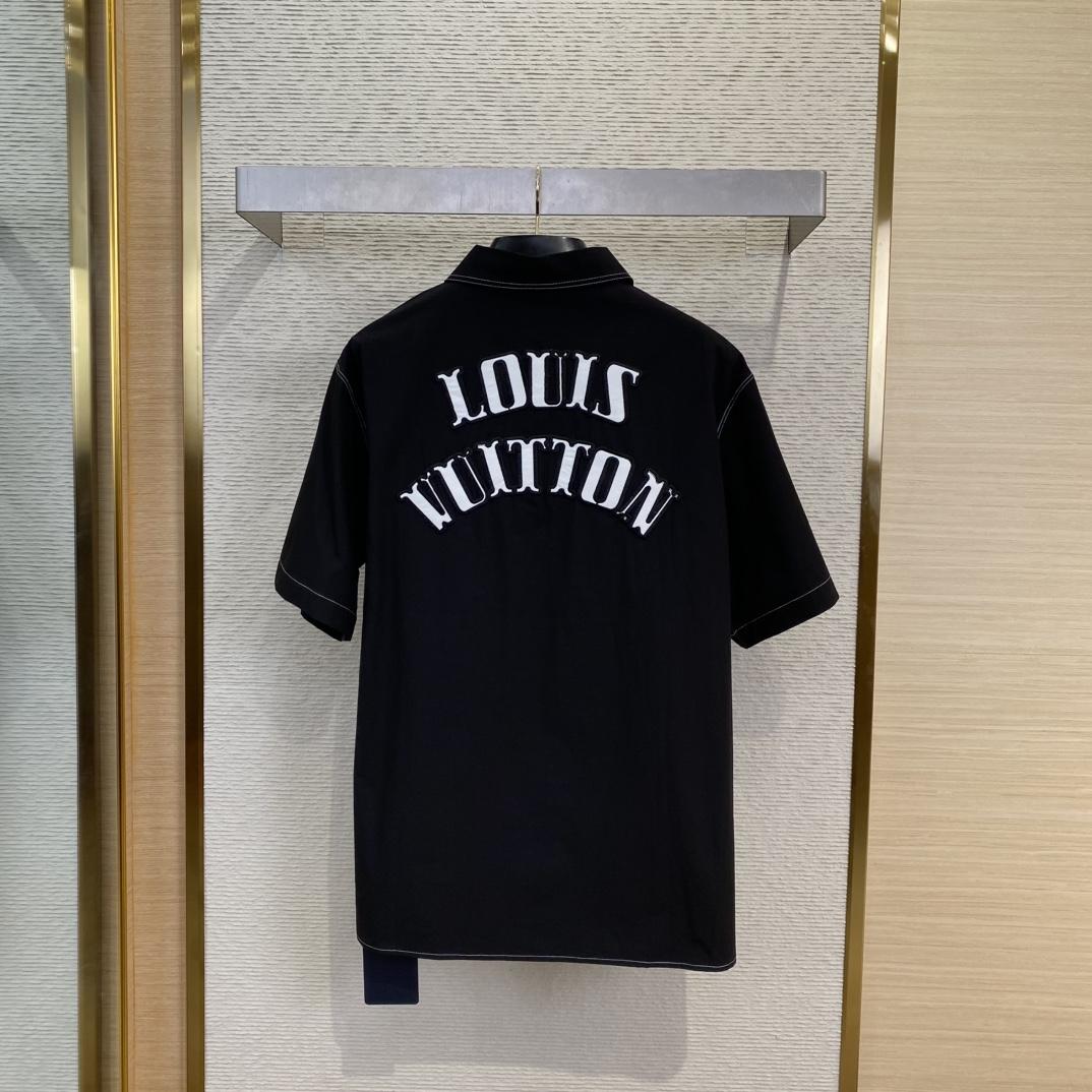 Louis Vuitton Embroidered Short-Sleeved Cotton Shirt   1AFWTV - DesignerGu