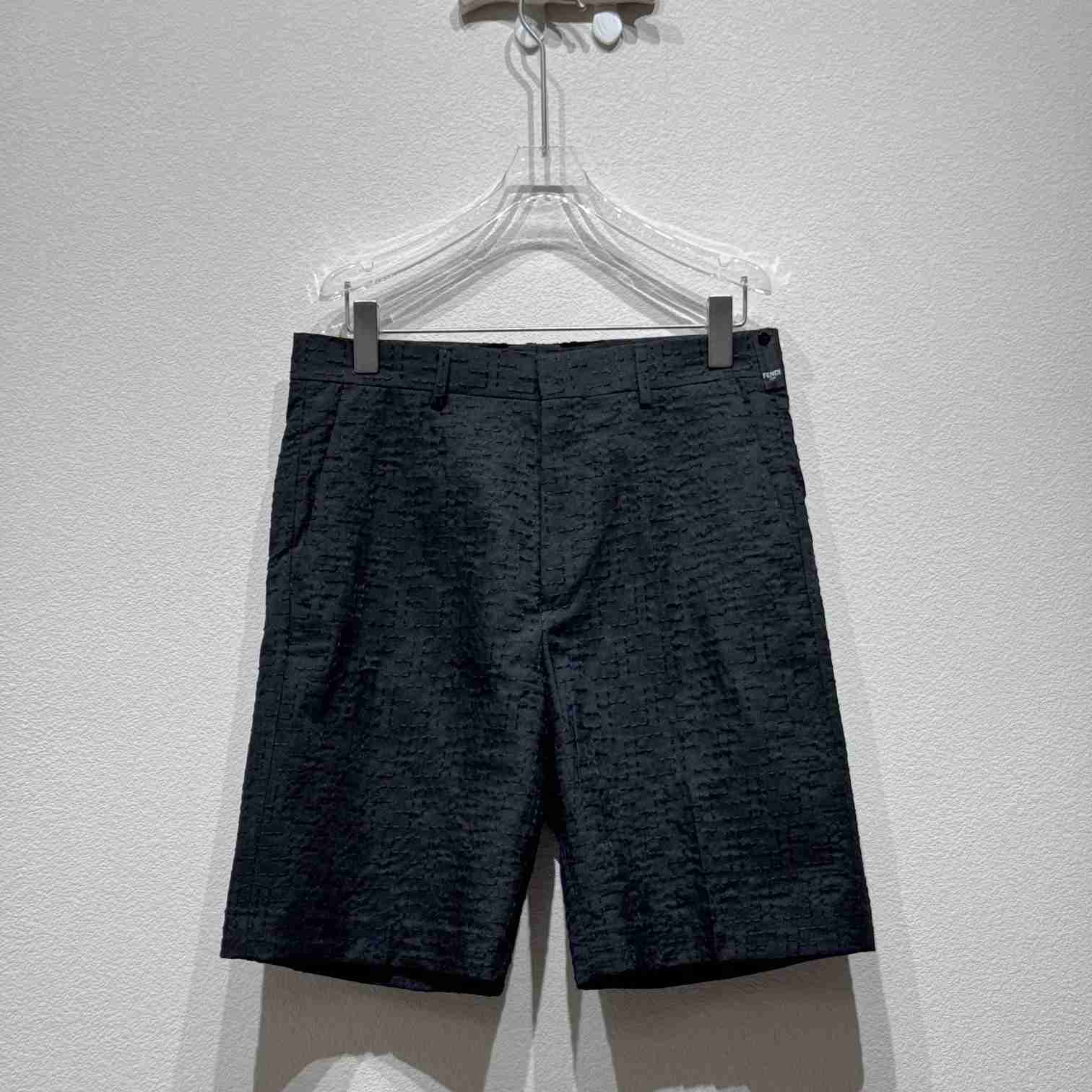 Fendi Black Linen FF jacquard Short - DesignerGu