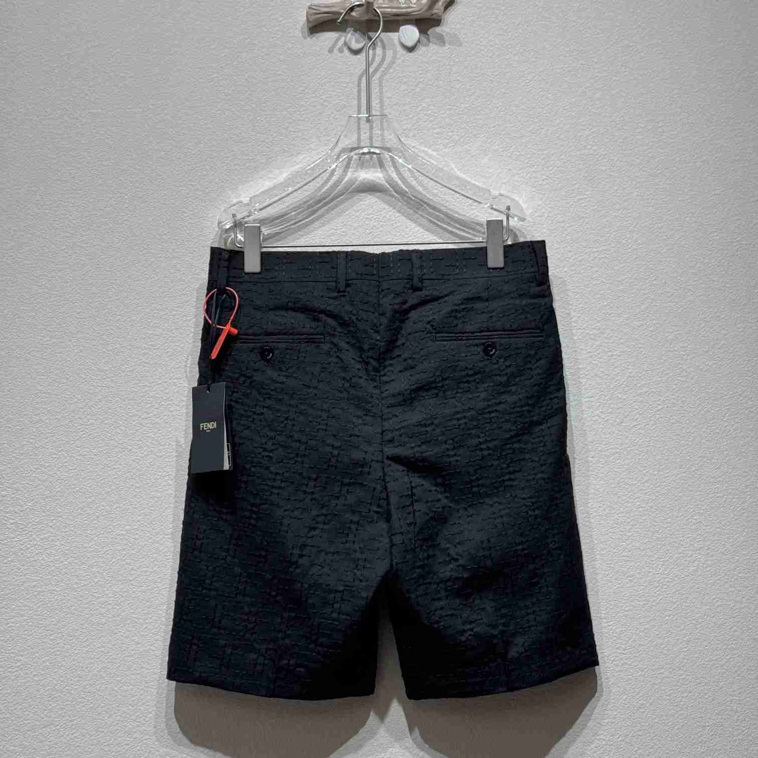Fendi Black Linen FF jacquard Short - DesignerGu