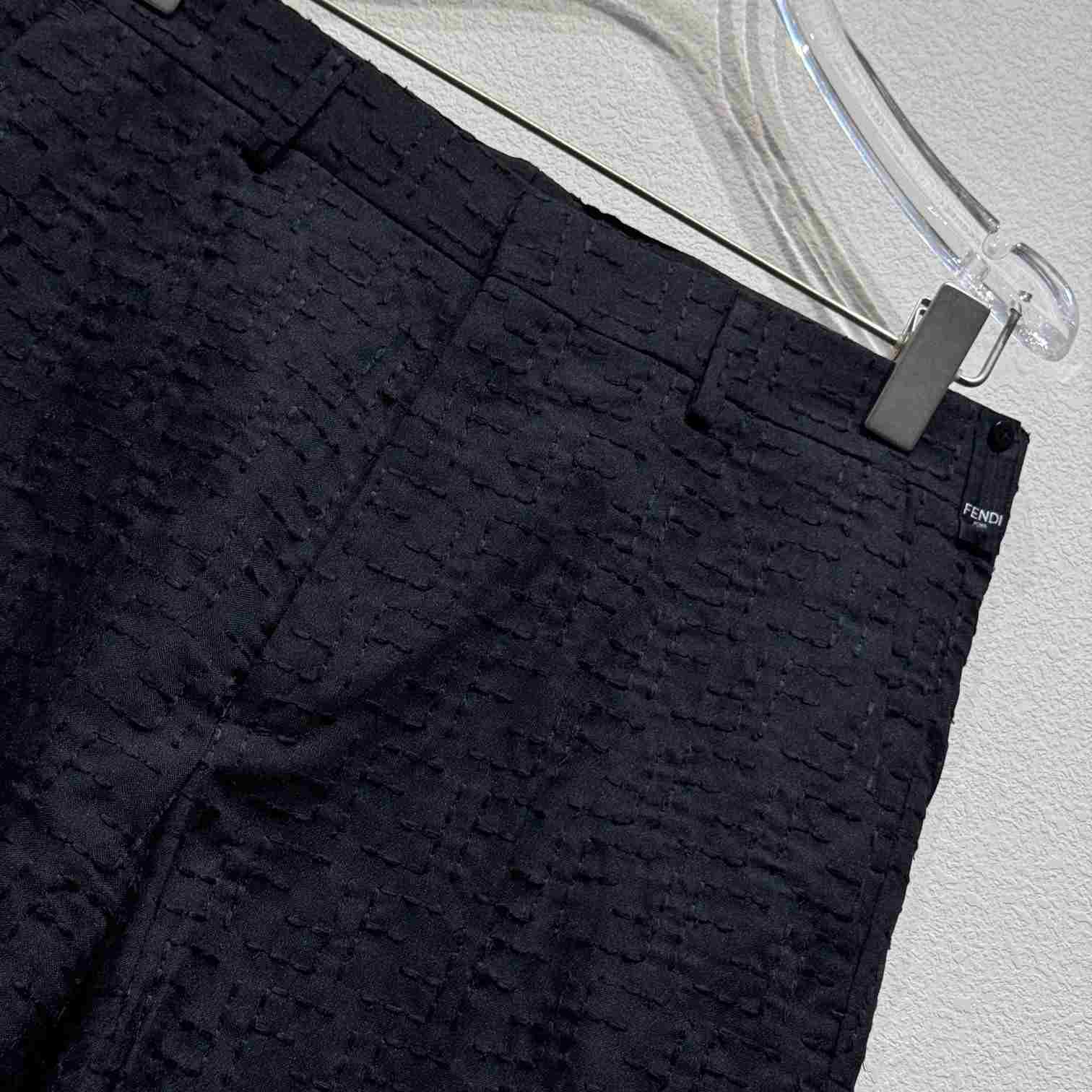 Fendi Black Linen FF jacquard Short - DesignerGu