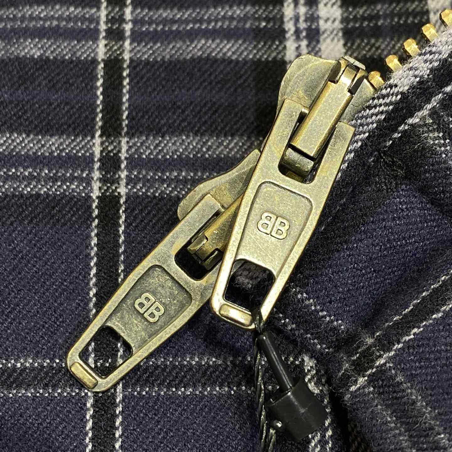 Balenciaga SS25 Logo Embroidered Hooded Check Jacket - DesignerGu