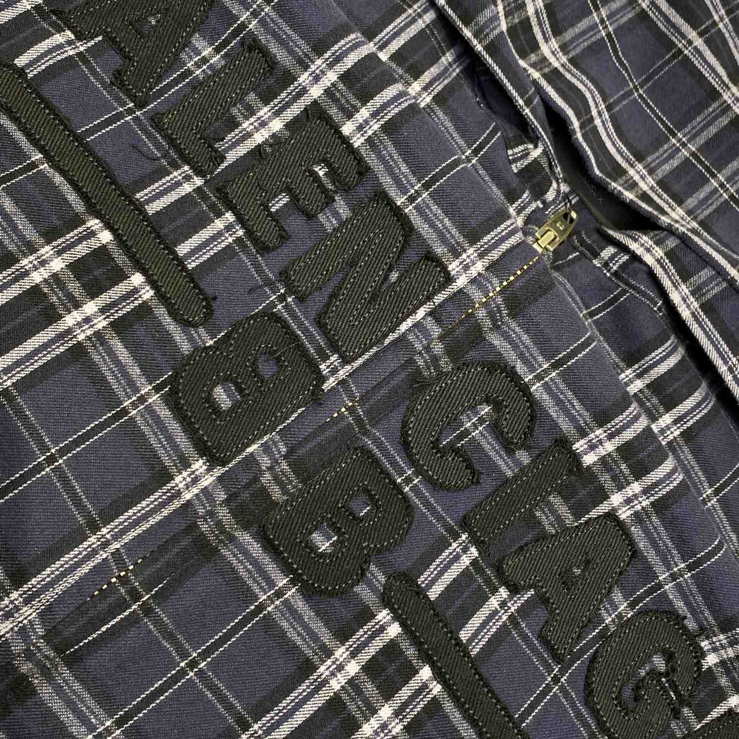 Balenciaga SS25 Logo Embroidered Hooded Check Jacket - DesignerGu