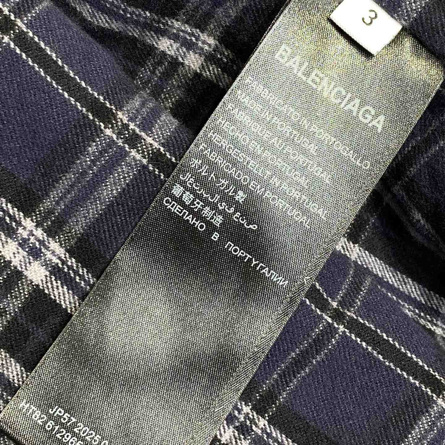 Balenciaga SS25 Logo Embroidered Hooded Check Jacket - DesignerGu