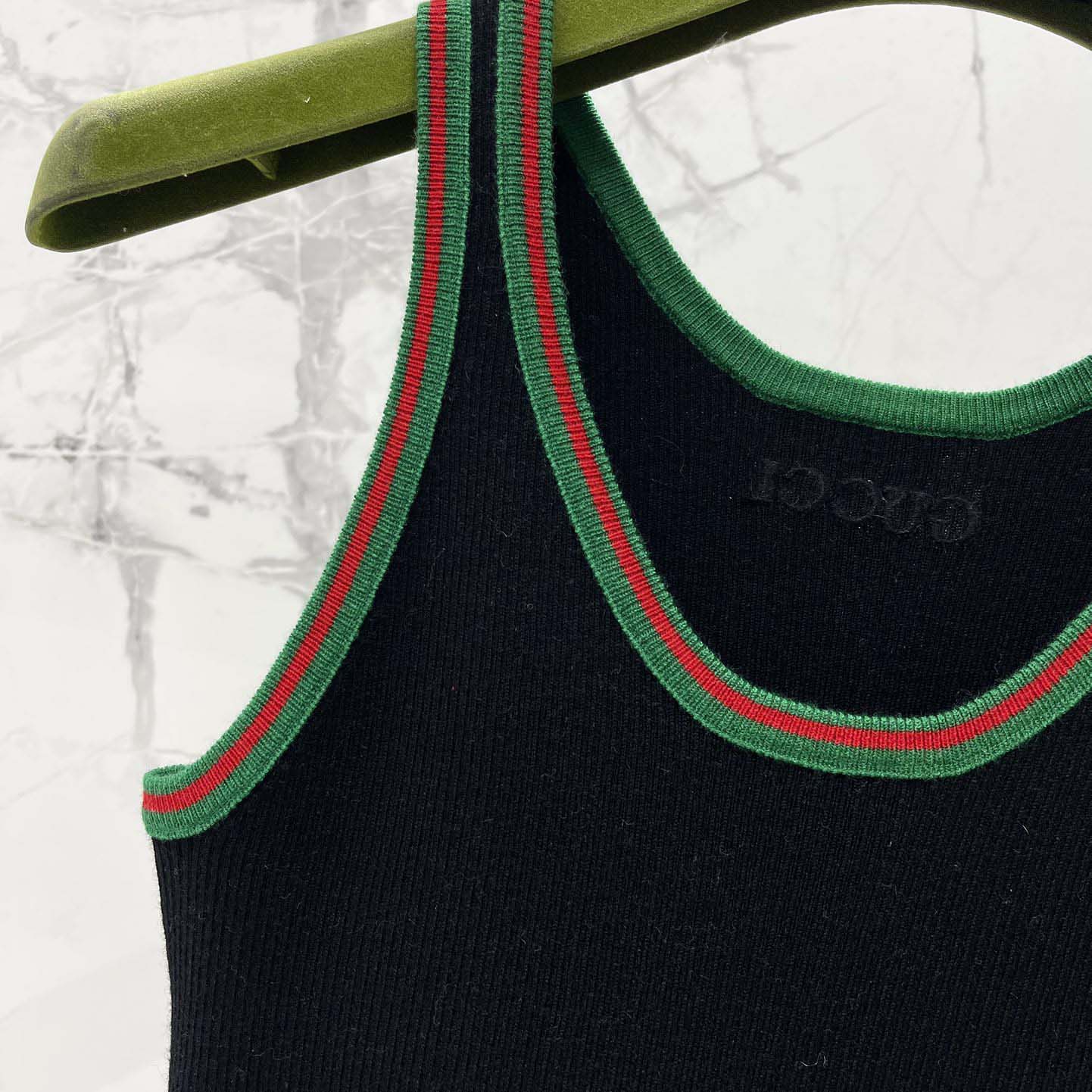 Gucci Cotton Rib Tank Top With Web - DesignerGu
