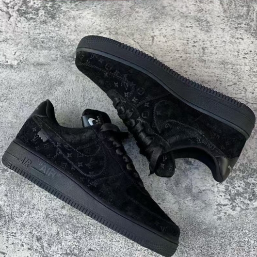 Nike x Louis Vuitton Air Force 1 Low 'Triple Black' - DesignerGu