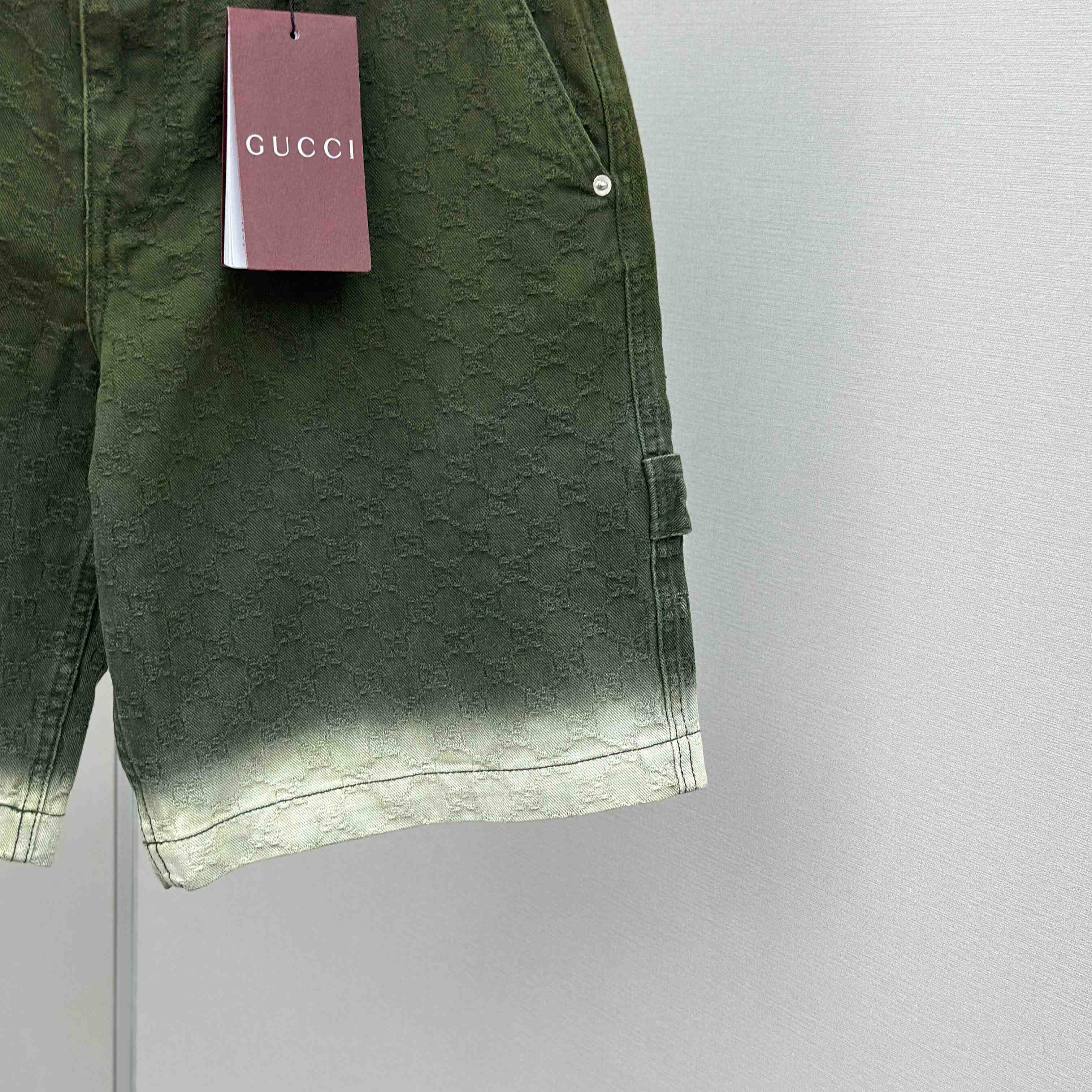 Gucci Bleached GG Cotton Denim Jacquard Shorts - DesignerGu