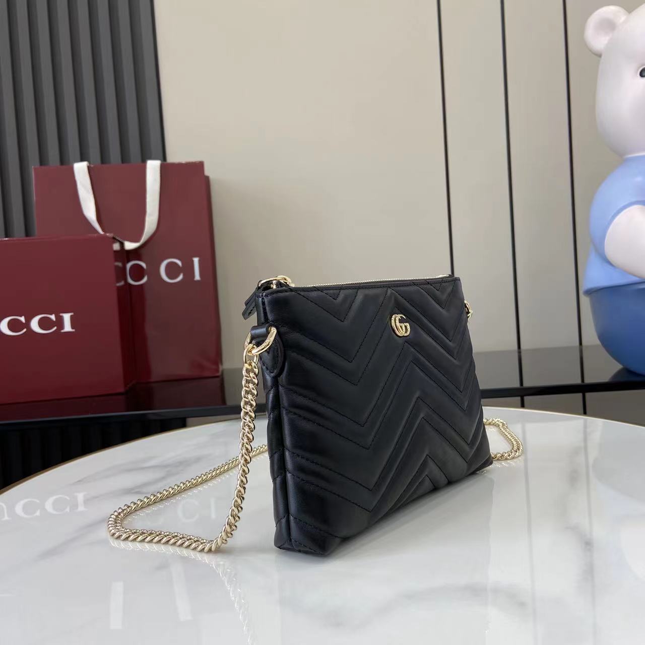 Gucci GG Marmont Pochette With Chain - DesignerGu
