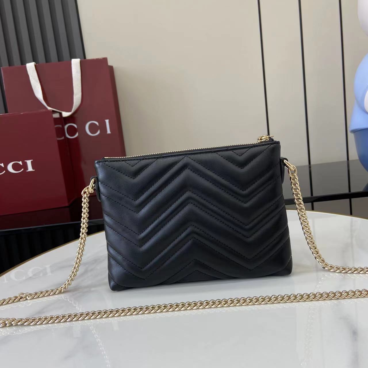 Gucci GG Marmont Pochette With Chain - DesignerGu