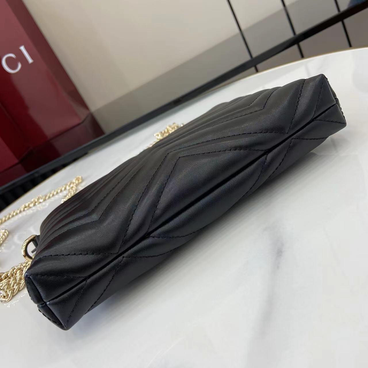 Gucci GG Marmont Pochette With Chain - DesignerGu