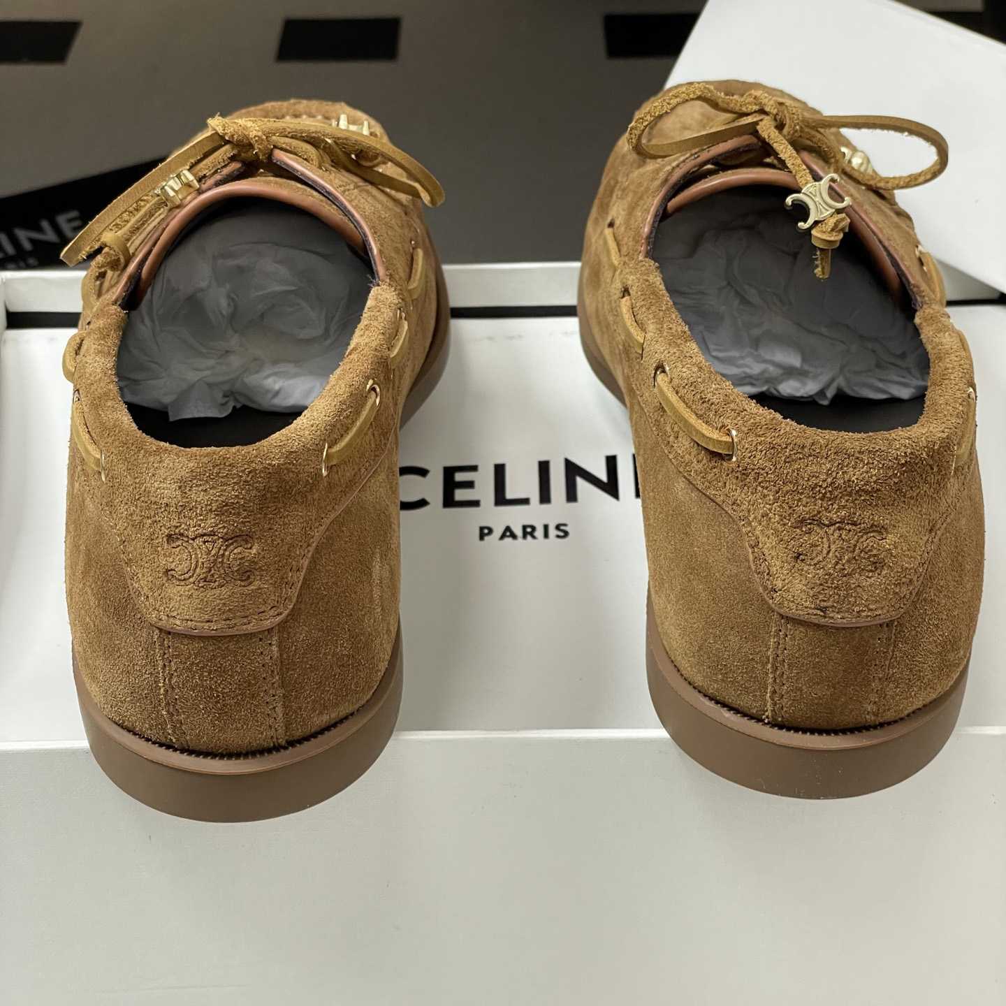 Celine Bateau In Suede Calfskin - DesignerGu
