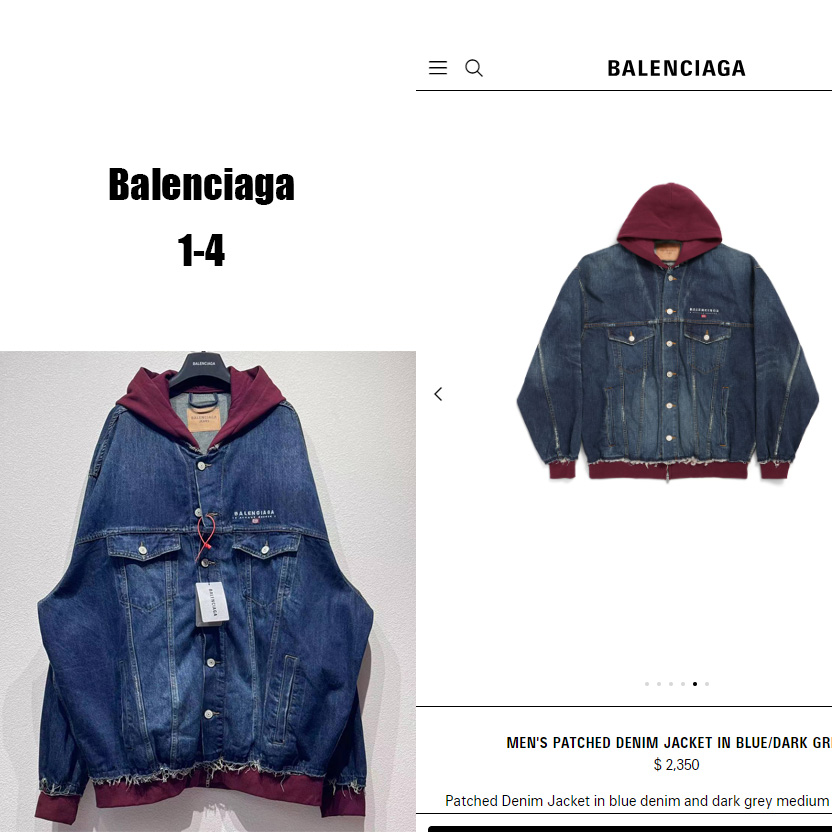 Balenciaga Patched Denim Jacket In Blue Denim And Dark Grey - DesignerGu