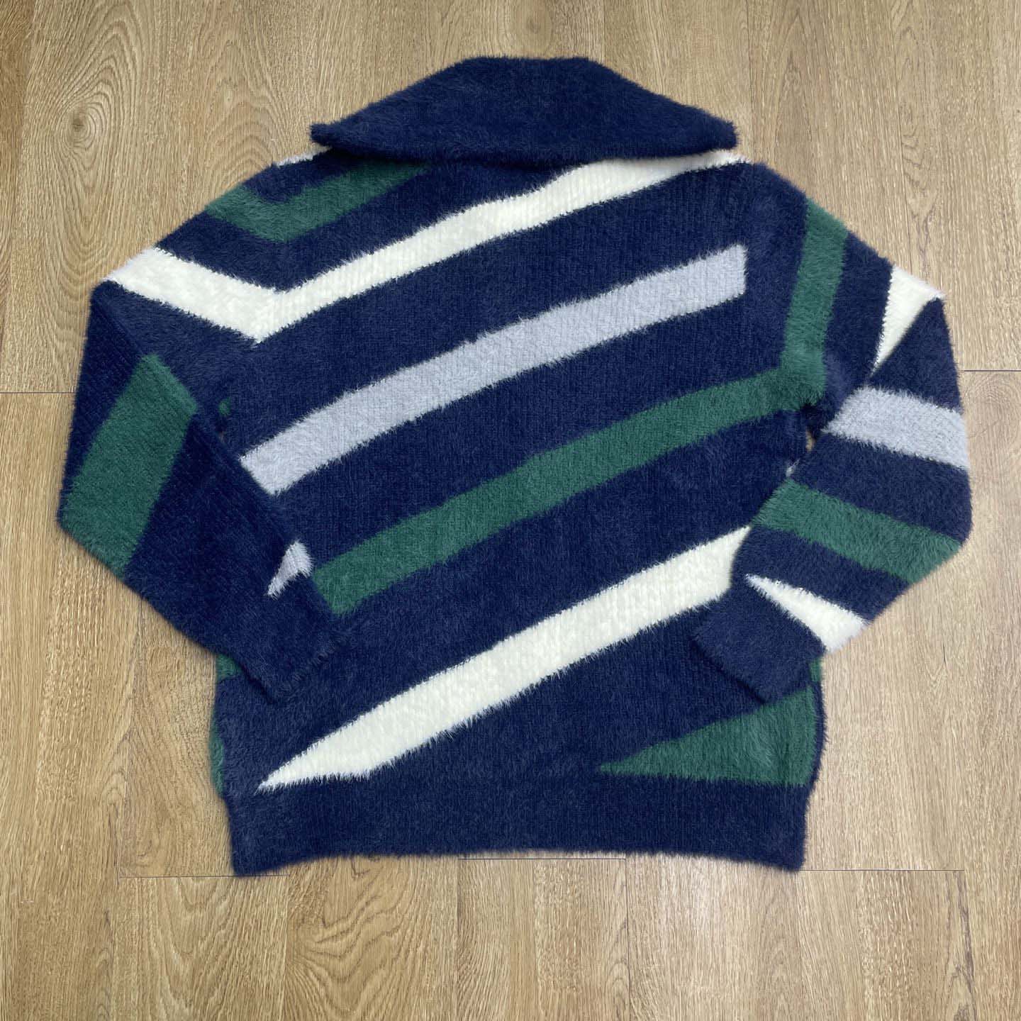Casablanca Striped Fluffy Zip Up Jumper     D0106 - DesignerGu