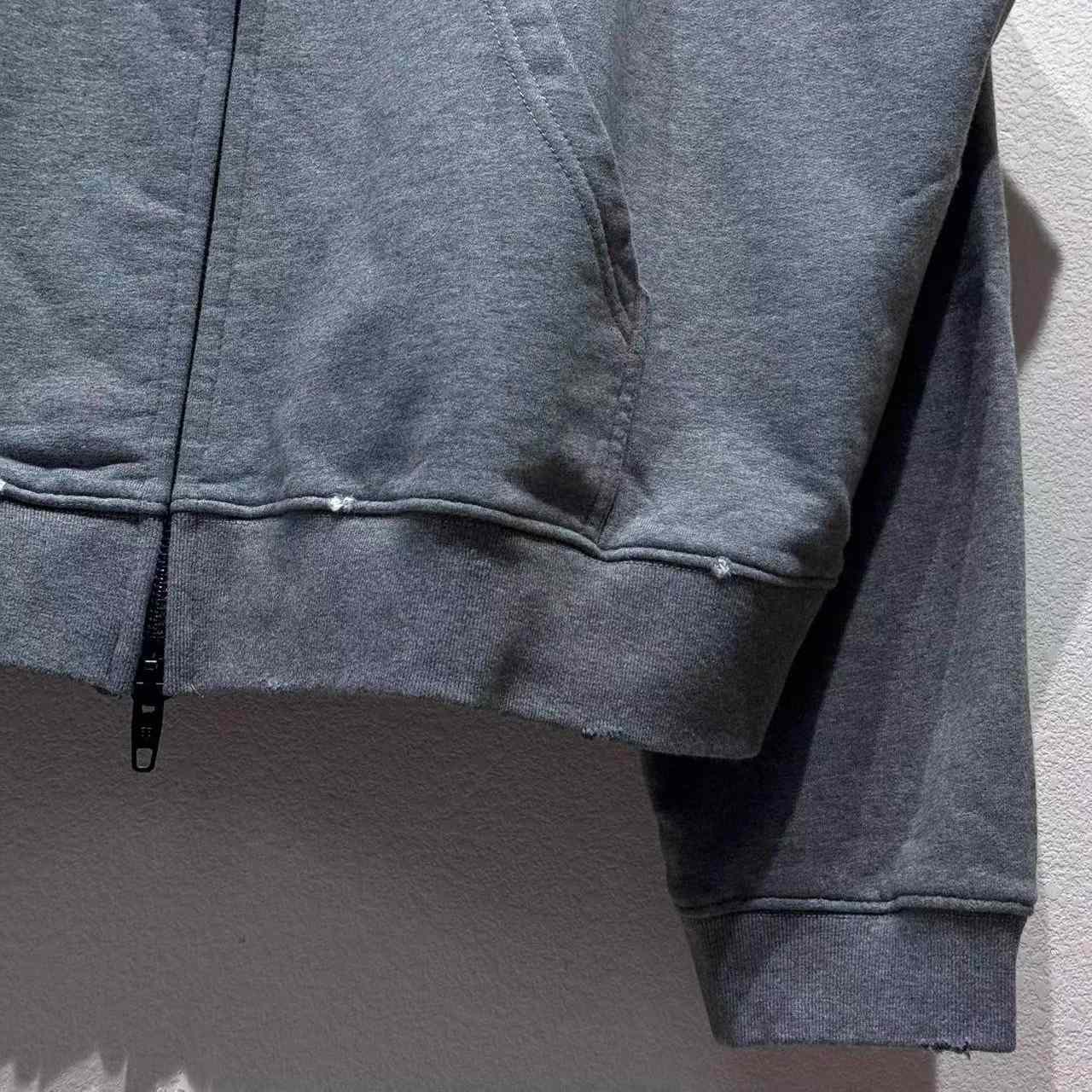 Balenciaga Luxury Script Oversized Zip-Up Hoodie In Dark Heather Grey - DesignerGu
